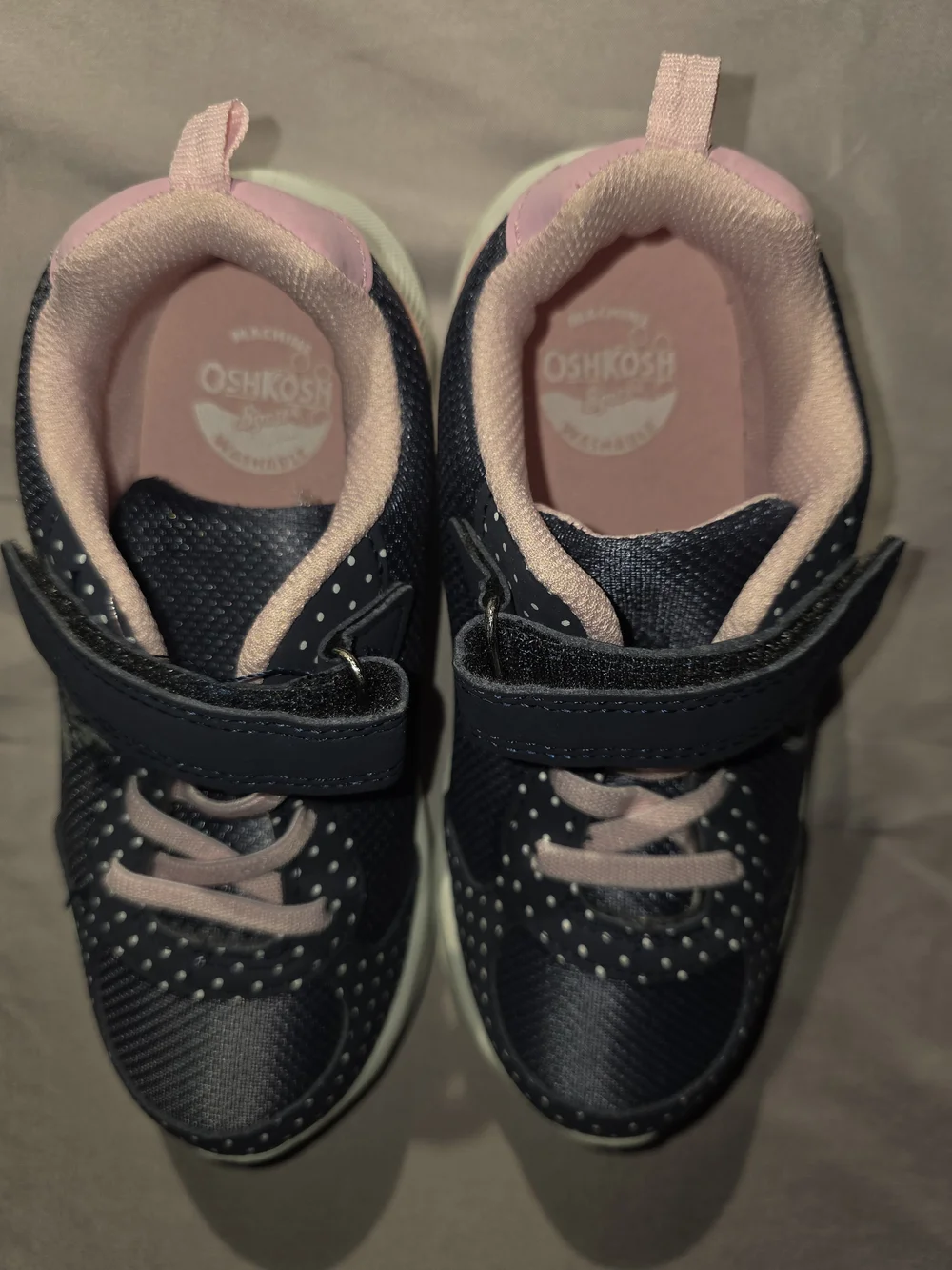 OshKosh B'gosh Girls Navy and Pink Polka Dot Kids Sneakers